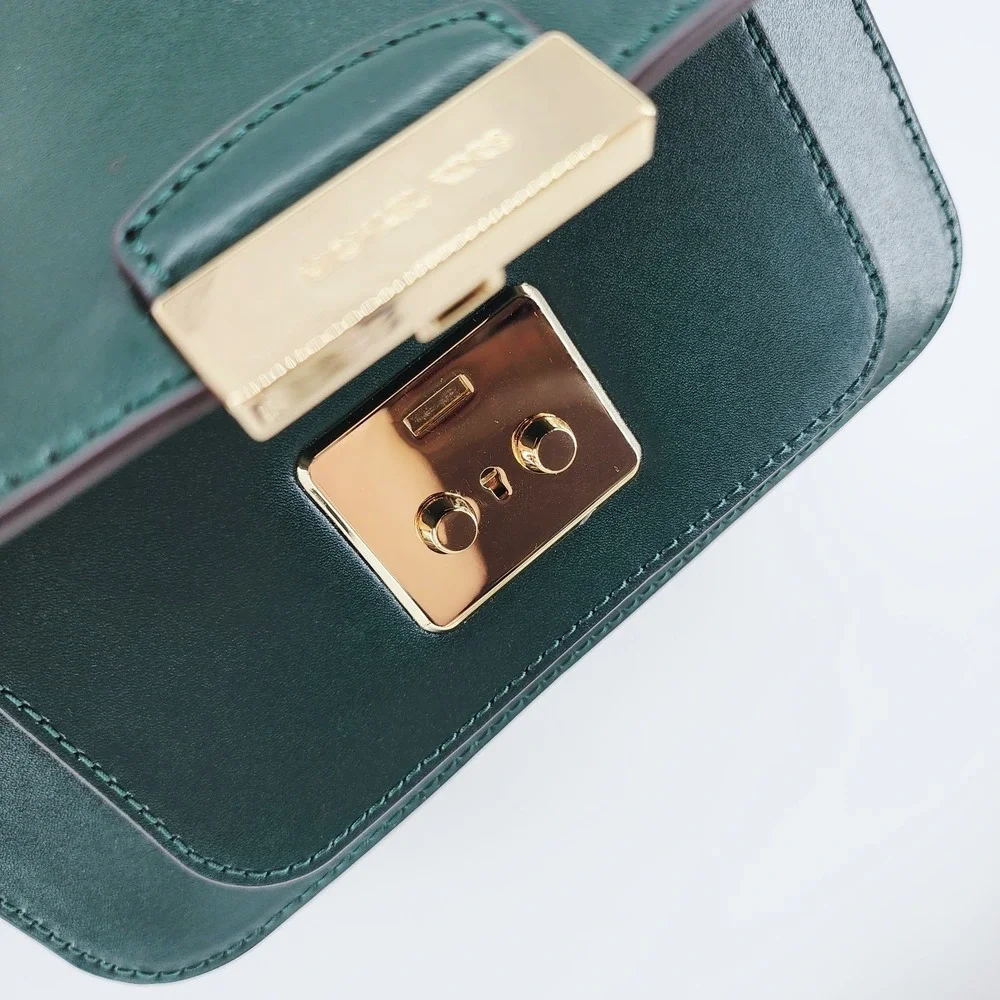 Michael Kors Sloan Editor Dark Green Leather Crossbody Bag Gold Hardware NWOT